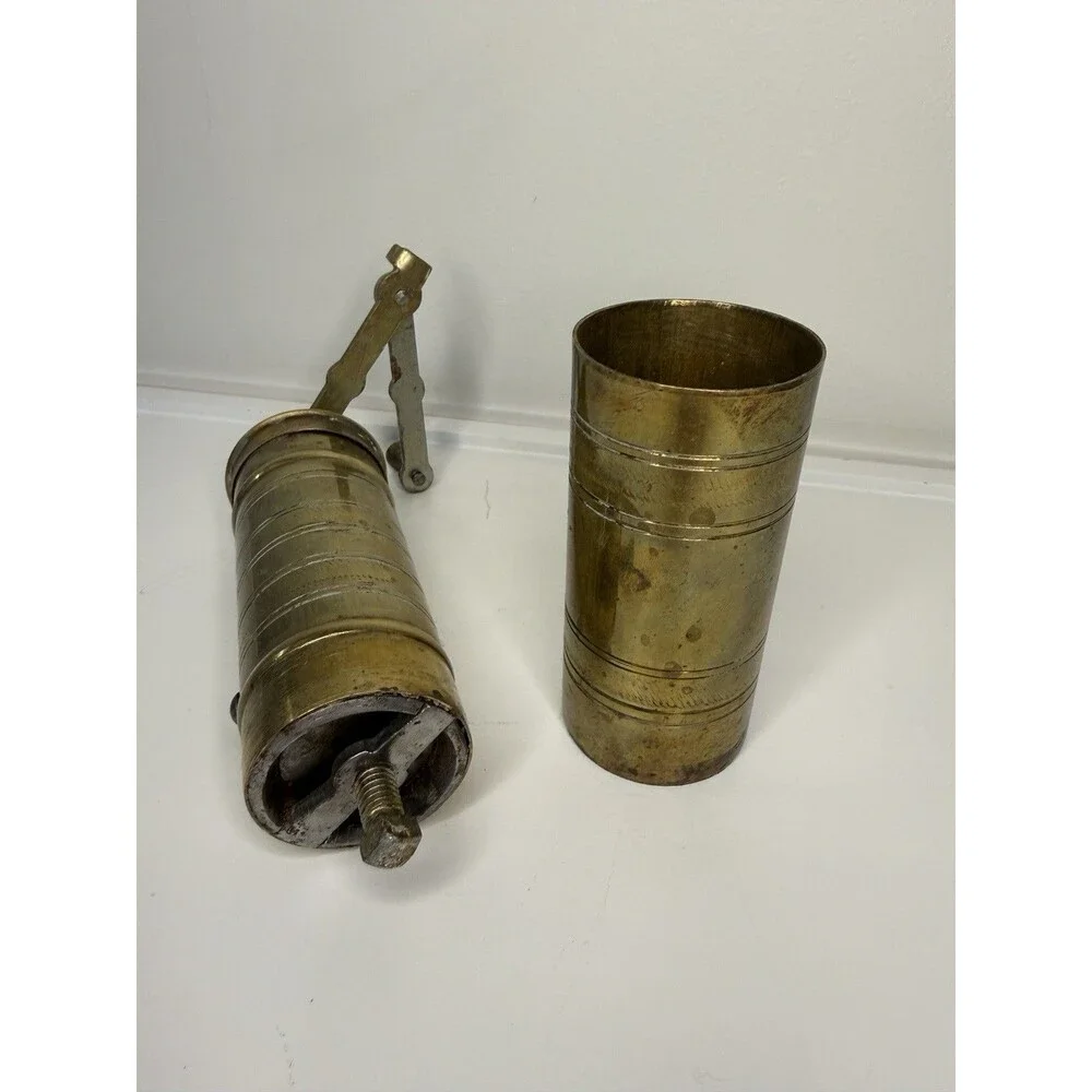 Vintage Brass Turkish Coffee Grinder Hand Crank Mill Spice Pepper Grinder